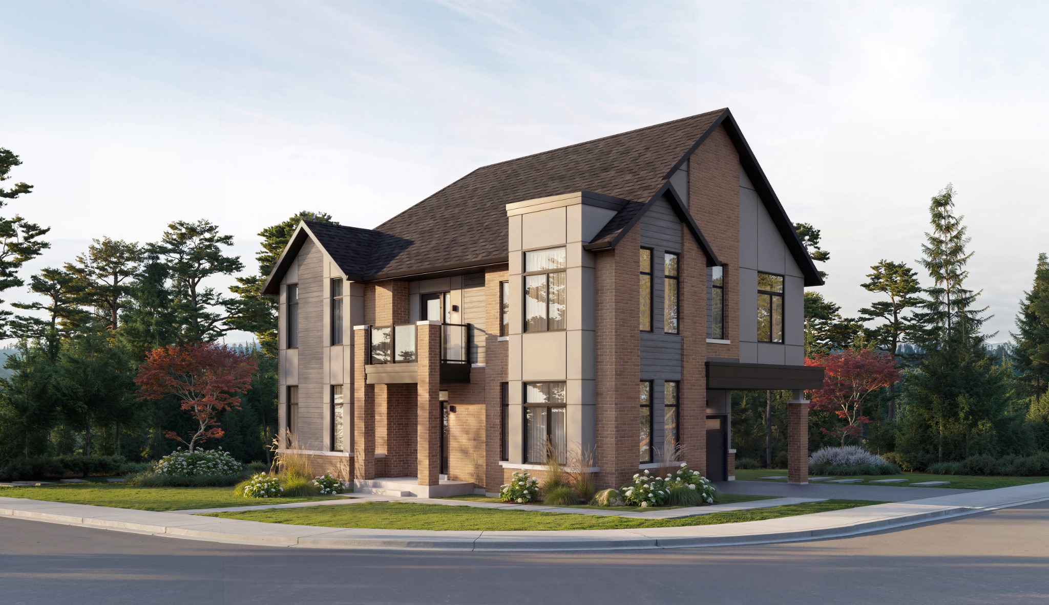 Five Oaks Oakville 40-foot detached Starling Corner home, Elevation B exterior rendering by Caivan
