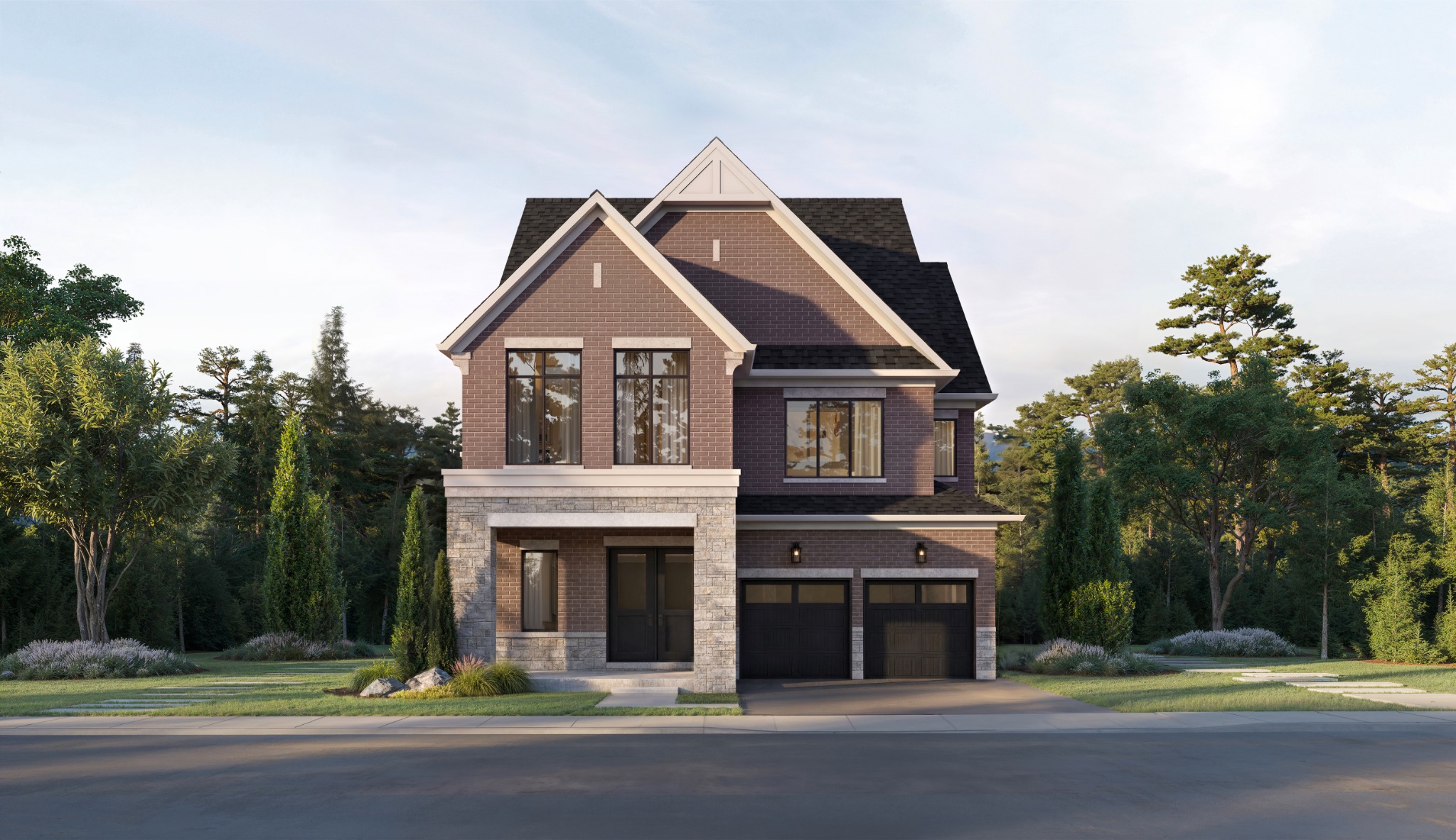 Five Oaks Oakville 42-foot detached Merlin home, Elevation A exterior rendering by Caivan