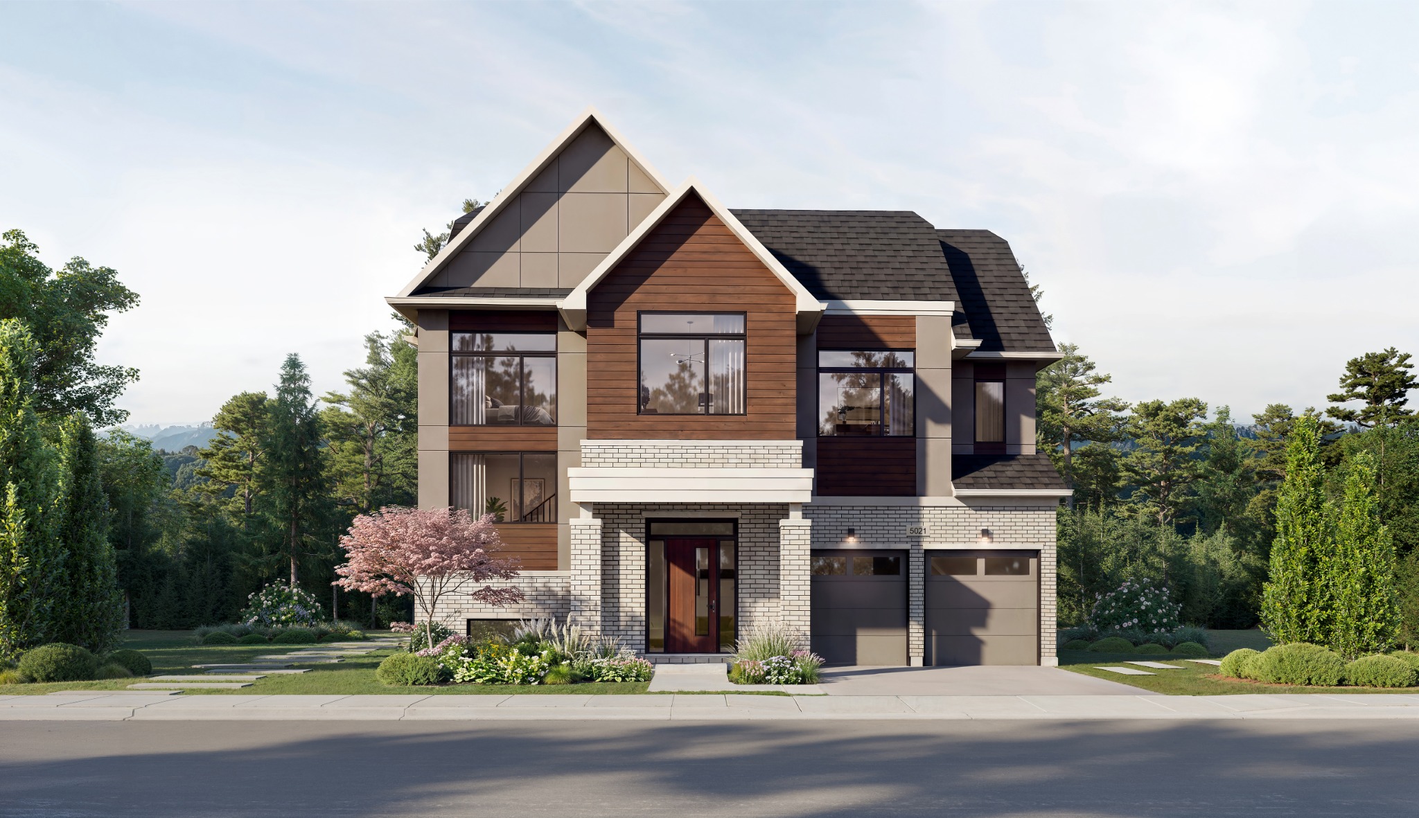 Five Oaks Oakville 50-foot detached Sandhill home, Elevation B exterior rendering by Caivan